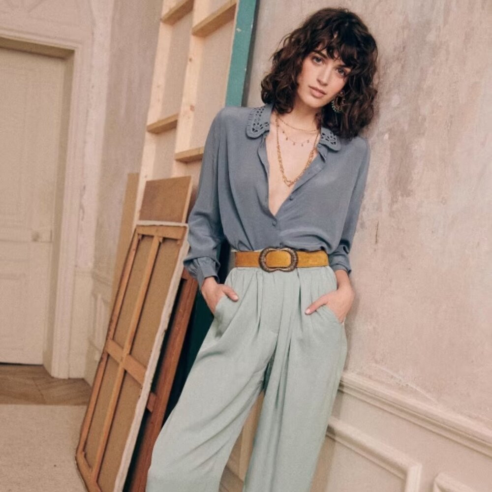 Sezane Blue Blouse